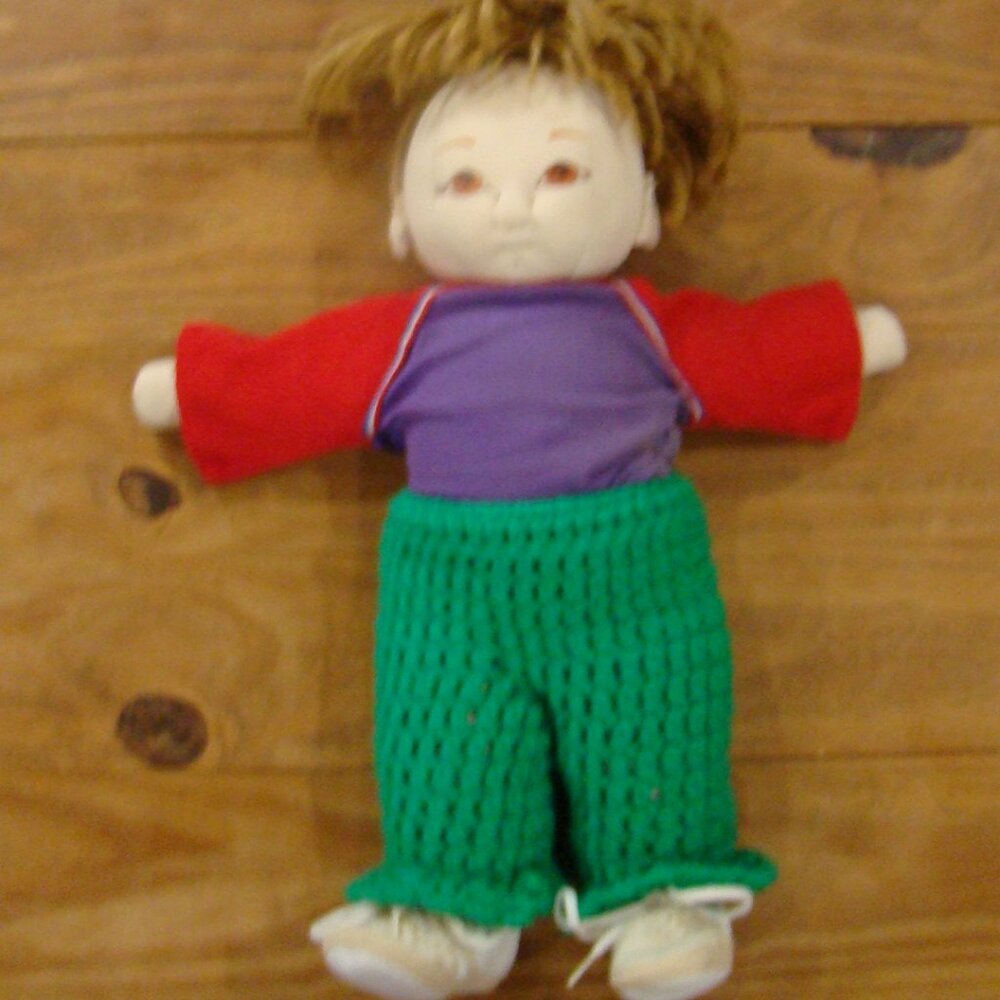 Vintage 1930's Crochet Doll with hand painted face